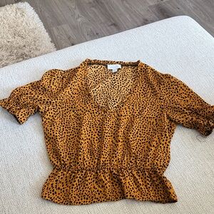 Topshop Leopard Print V-Neck Blouse